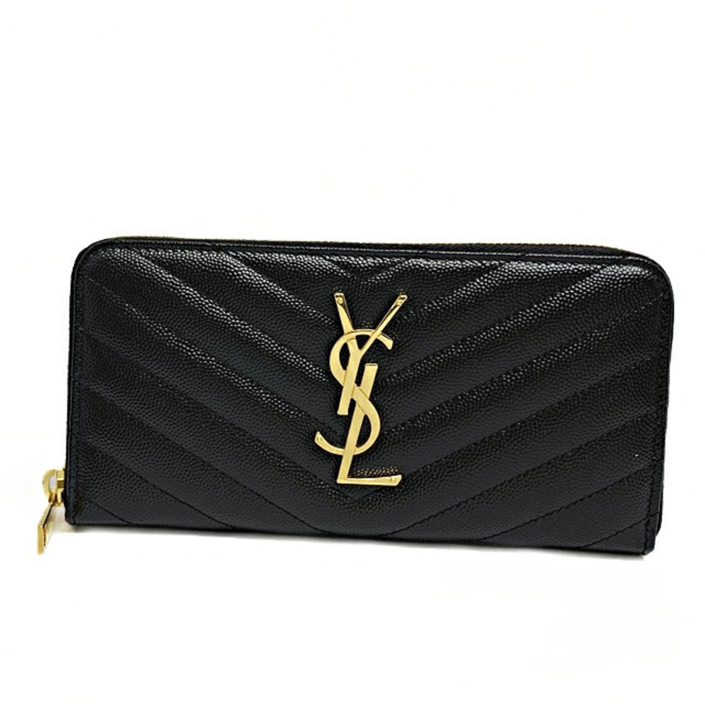 Saint Laurent Zip Long Wallet Leather Black